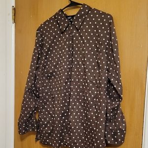 Jones New York Women's Polka Dot Button Blouse